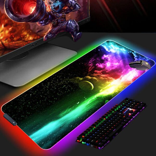 H147c6da3274f4d5e8248fb1ab78cca865.jpg RGB LED Gaming Mouse Pad – Soft Non-Slip Rubber Mat with Dynamic Lighting for Keyboard & Computer Accessories