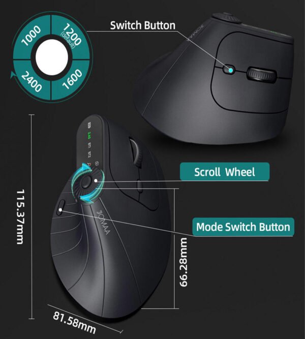 H25dfd417c6254752970282d96e805acaS.jpg JOMAA Ergonomic 2.4G Wireless & Bluetooth Dual Mode Mouse – Silent Vertical Gaming Mouse for Right-Handed Users