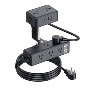 H5611b3457cd6442a935c0f1fd1918878i.jpg Dual-Layer Desktop Edge Mount Surge Protector – 13 AC Outlets, 4 USB Ports (2 USB-C) for Office & Home