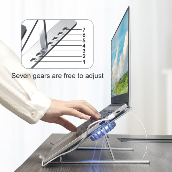 H68dedab201ea4ce1bcf25b6193064332r.png Portable Laptop Stand – Adjustable Height & Angle Computer Holder with Cooling Fan for Home Office