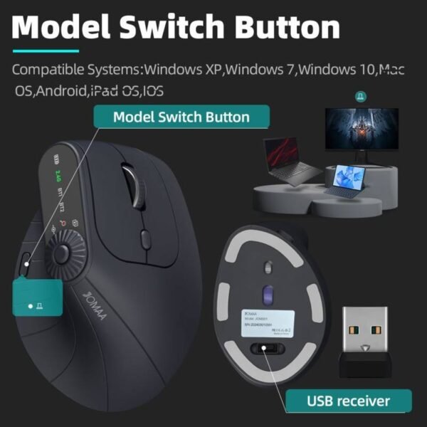 H6a27d96f359f47fa9fc8f2786c03a183Y.jpg JOMAA Ergonomic 2.4G Wireless & Bluetooth Dual Mode Mouse – Silent Vertical Gaming Mouse for Right-Handed Users