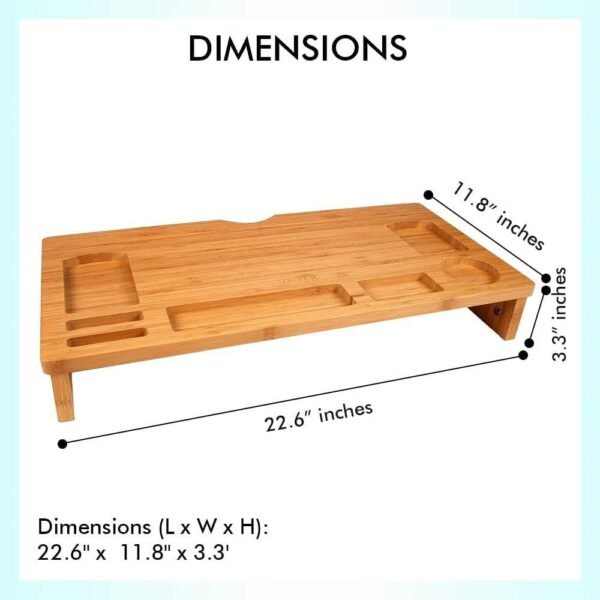 BSTW Bamboo Laptop Table & Monitor Stand Tower – Eco-Friendly Height-Increasing Desk with Storage Rack for Home Office