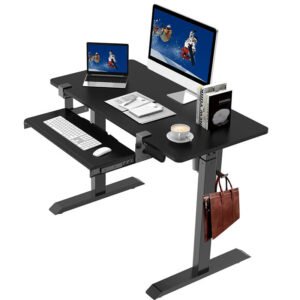 120×60 Modern Electric Standing Desk – Extendable Ergonomic Sit-Stand Desk with Motorized Height Adjustment & Keyboard Tray