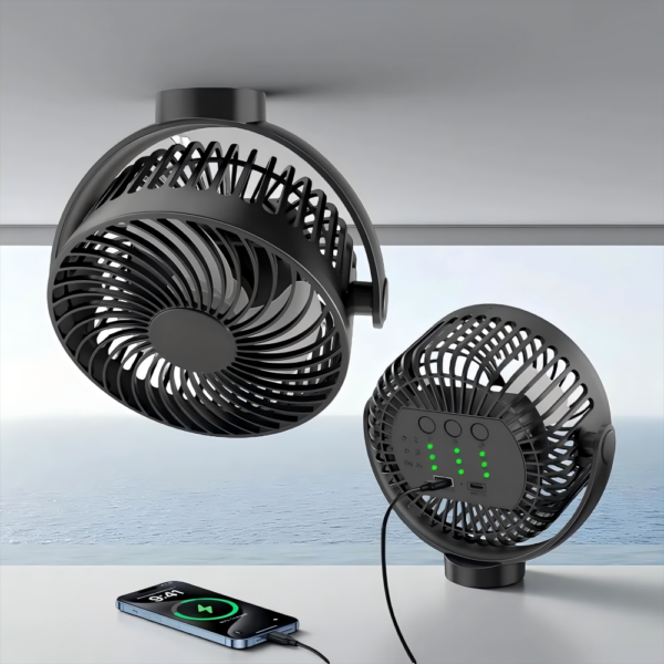 Hf05ed625936c4c8095fe79c2c9cbe1d6H.png Magnetic Rechargeable 6-Inch USB Electric Air Cooling Fan – 12000mAh Power Bank, Portable for Desk, Car, Dormitory & Outdoor Use
