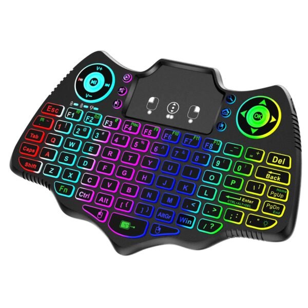 Hf7035203cbf748e987c4c688e77d6df9S.jpg V18 Mini Wireless Backlit Keyboard – 2.4G + BT4.2 Air Mouse Remote with Touchpad for TV Box, PC & Smart Devices