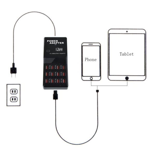 12-Port Multi USB Charger Station – Multifunction Fast Charging Hub 5V/2.4A for Multiple Devices