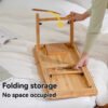 Modern Portable Bamboo Laptop Desk – Adjustable Height & Angle Foldable Tray with Storage Drawer, Tablet Slot & Metal Stand