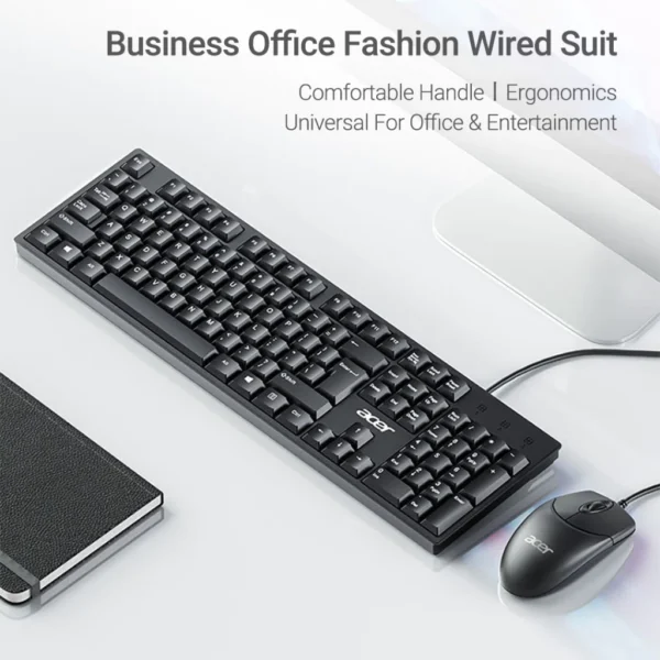 Acer K-212B Wired USB Keyboard – 104 Keys with Side Keys for PC & Laptop