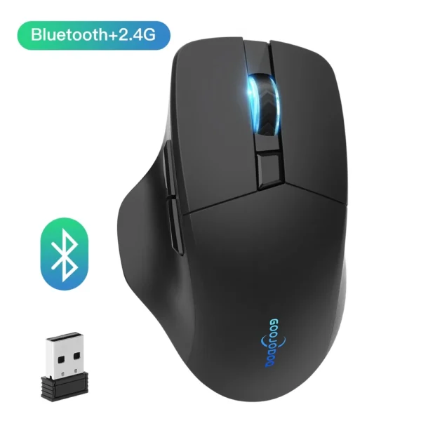 GOOJODOQ 2.4GHz Ergonomic Scrolling Bluetooth Wireless Mouse