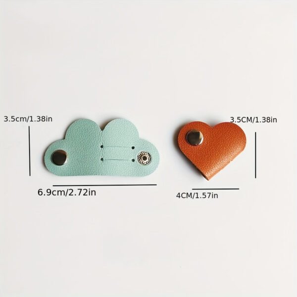 3-Pack PU Heart-Shaped Cable Organizer Buttons for Data Cables & Earphones