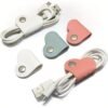 3-Pack PU Heart-Shaped Cable Organizer Buttons for Data Cables & Earphones