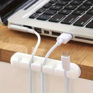 5-Slot USB Cable Management Box with Cable Clips Organizer Storage Case
