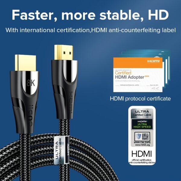 ffb95984-baf0-4c6e-b333-800d0f700710.jpg Llano 8K HDMI 2.1 Cable 48Gbps Ultra High-Speed 8K/60Hz 4K/120Hz HDR Audio Video Cable